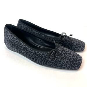 M. Gemi The Danza Suede Gray Black Animal Print Ballet Flats Sz 8 made in Italy